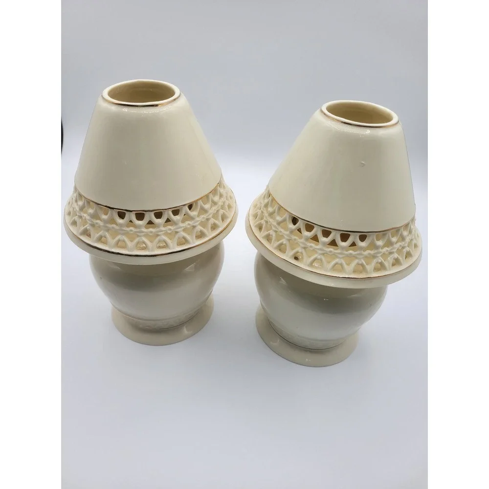 Lamp Lighr Aroma Glow Oil Lamp  Cream Ceramic Mini Lamp Votive  Set 2